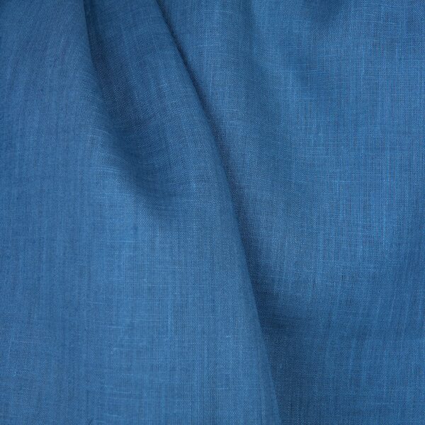 Tejido de lino liso azul medio - Imagen 4