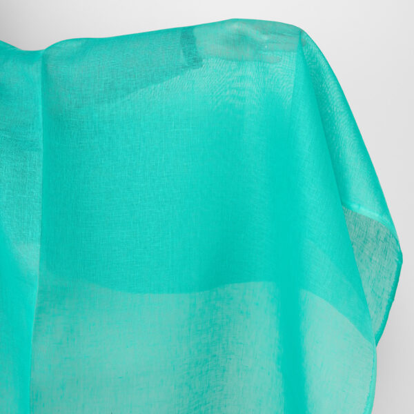 Tela de lino transparente verde turquesa brillante