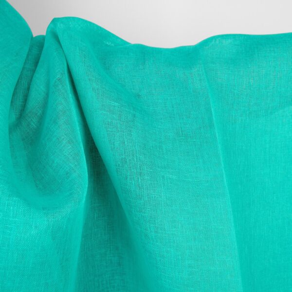 Tela de lino transparente verde turquesa brillante - Imagen 4