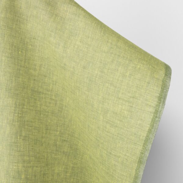 Tejido de lino amarillo claro y verde melange - Imagen 2