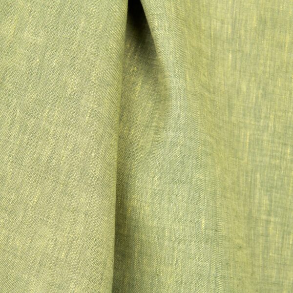 Tejido de lino amarillo claro y verde melange - Imagen 4
