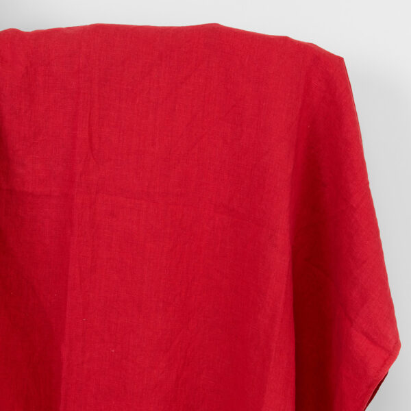 Tejido de lino rojo cardenal, lavado