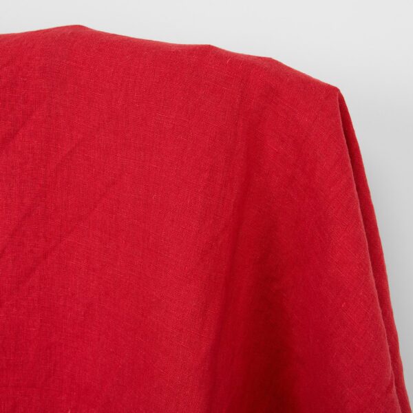 Tejido de lino rojo cardenal, lavado - Imagen 2