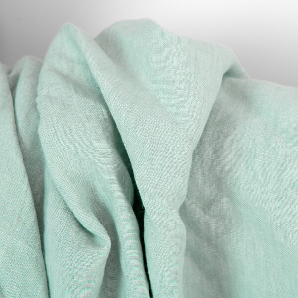 Tejido de lino verde menta pálido, lavado - Imagen 2