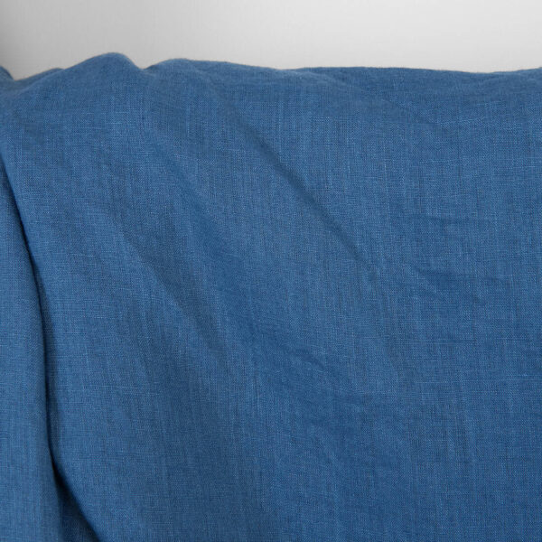 Tejido de lino liso azul medio, lavado - Imagen 2