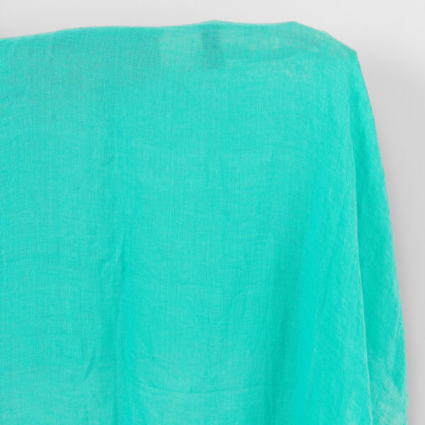 Tejido de lino verde turquesa brillante, lavado