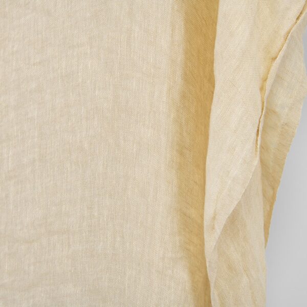 Tela de lino pura de color amarillo crema claro, lavada - Imagen 2