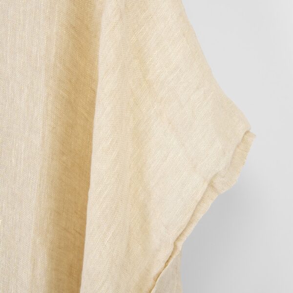 Tela de lino pura de color amarillo crema claro, lavada - Imagen 4