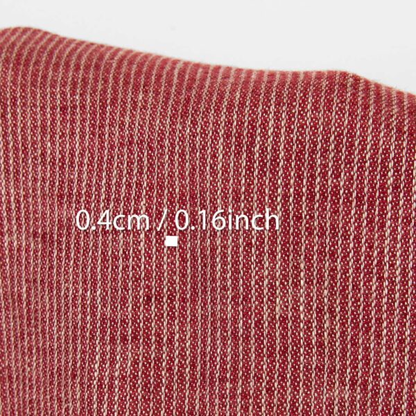 Tejido de lino rojo vino a rayas, lavado - Imagen 4