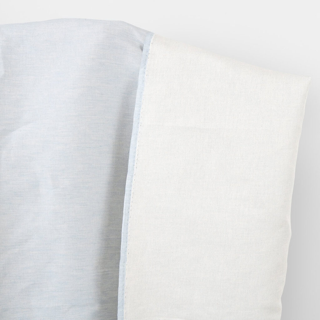 Linen fabric double-sided white and blue