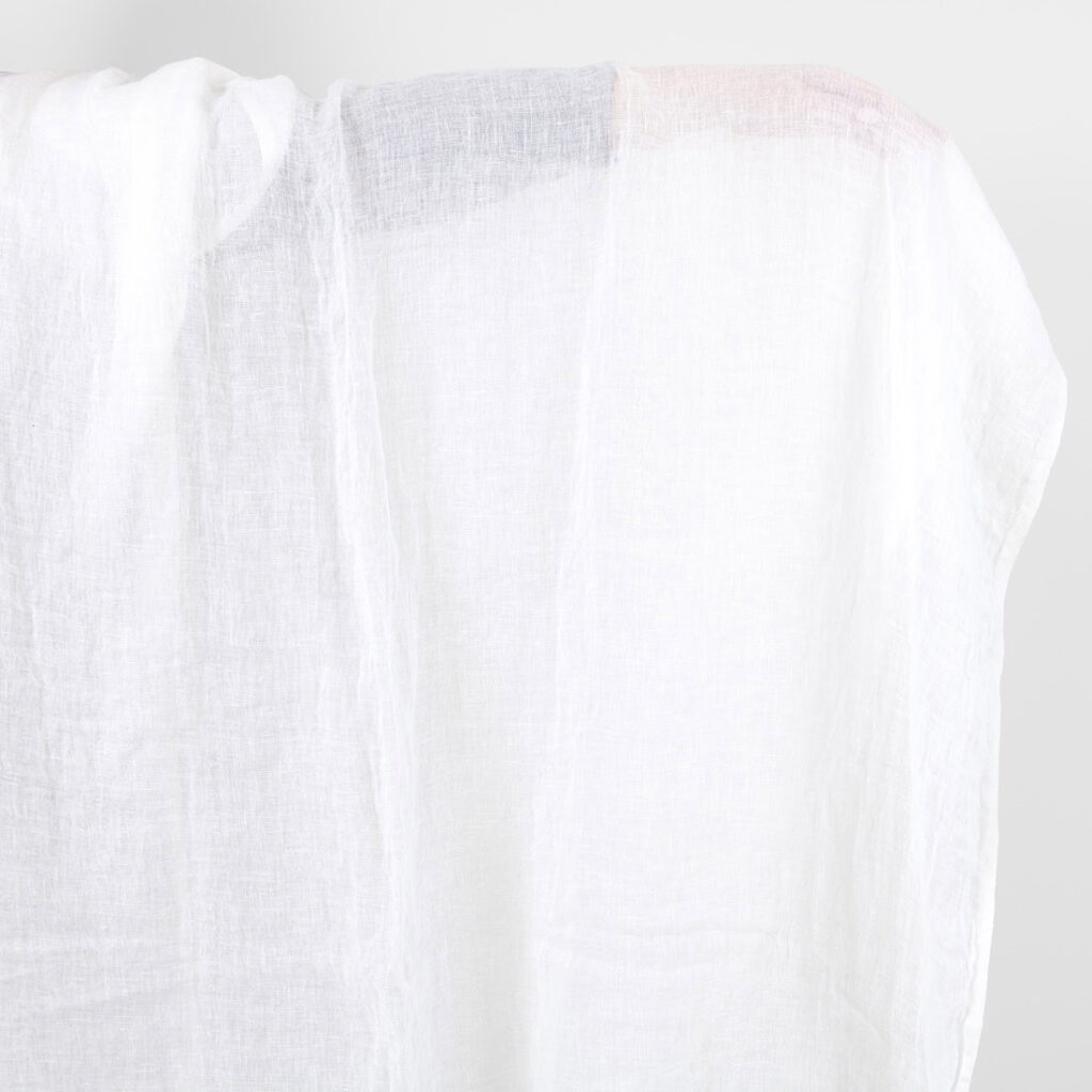 Linen fabric sheer optical white, washed