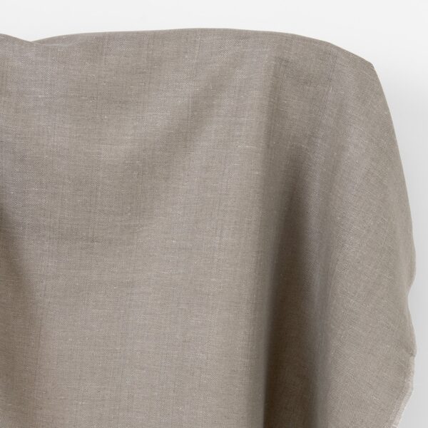 Linen cotton fabric dark beige and undyed herringbone
