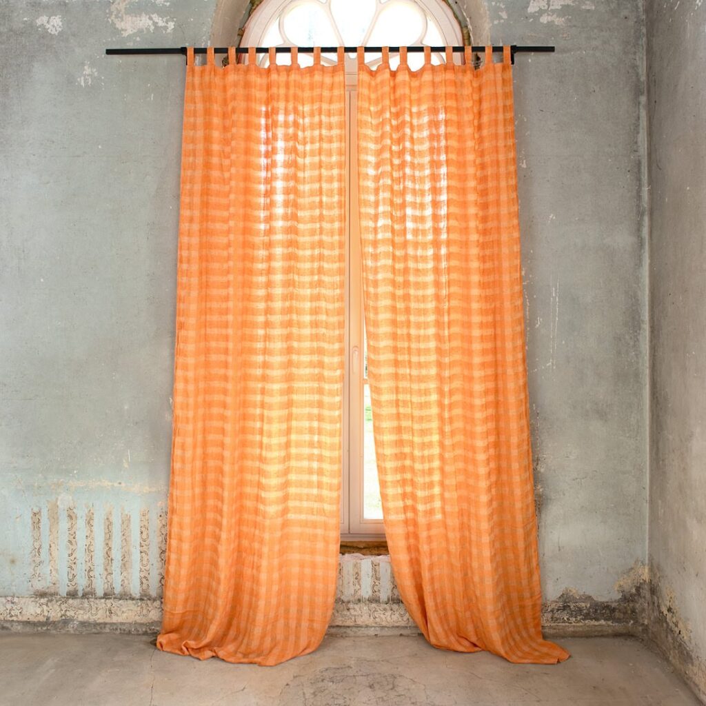Orange Linen Curtain