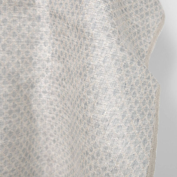 Linen cotton fabric grey beige diamonds, fabric edge