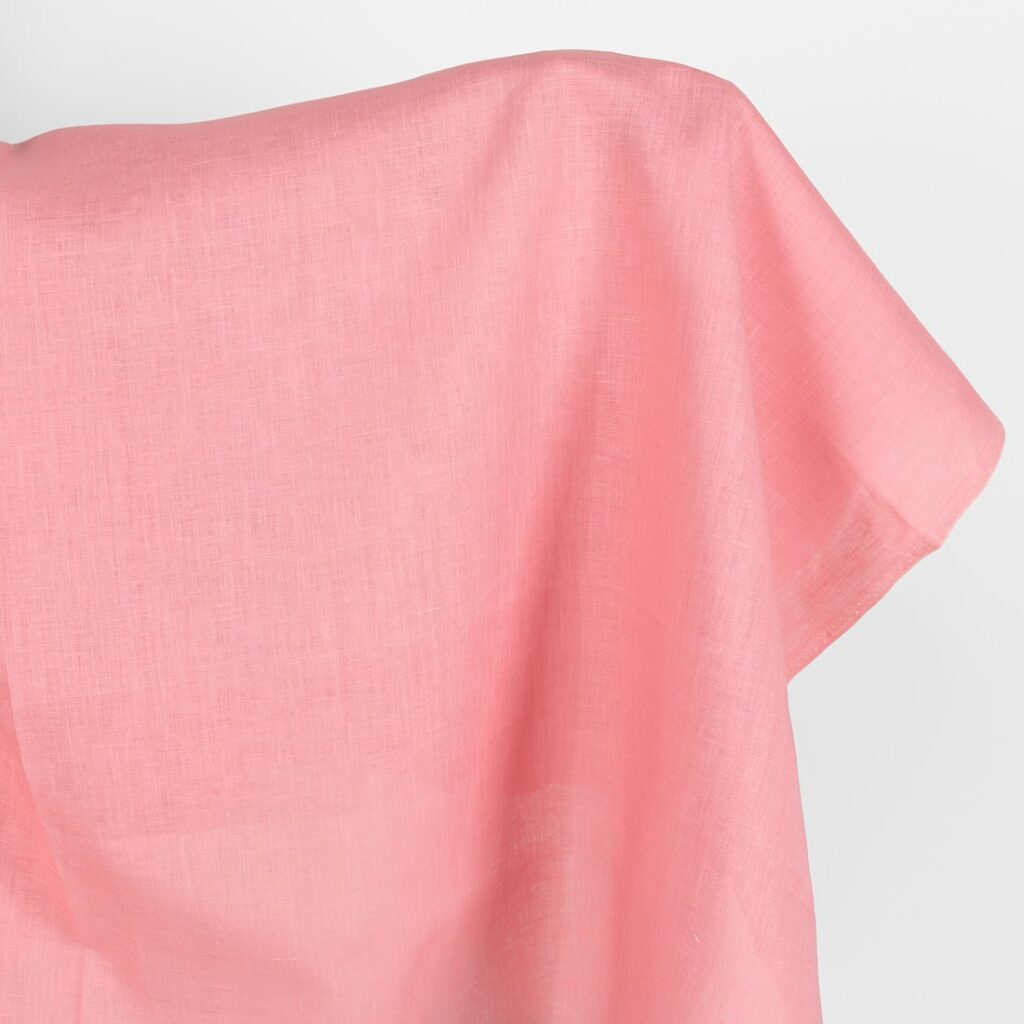 Linen fabric bright pink