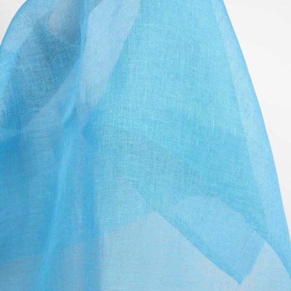 bright blue linen fabric, transparent