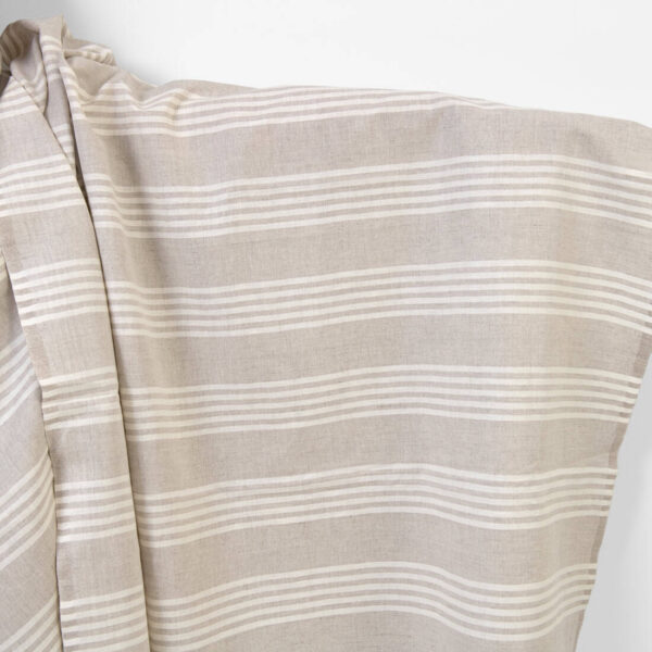 Linen cotton fabric natural with off-white stripes