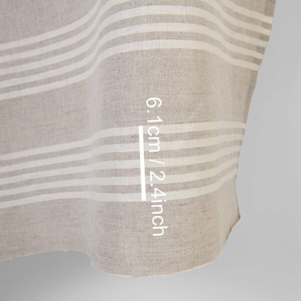 Linen cotton fabric natural with off-white stripes, with measurements