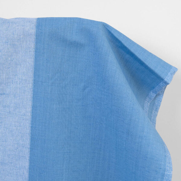 Linen cotton fabric blue and white stripes, 130cm width