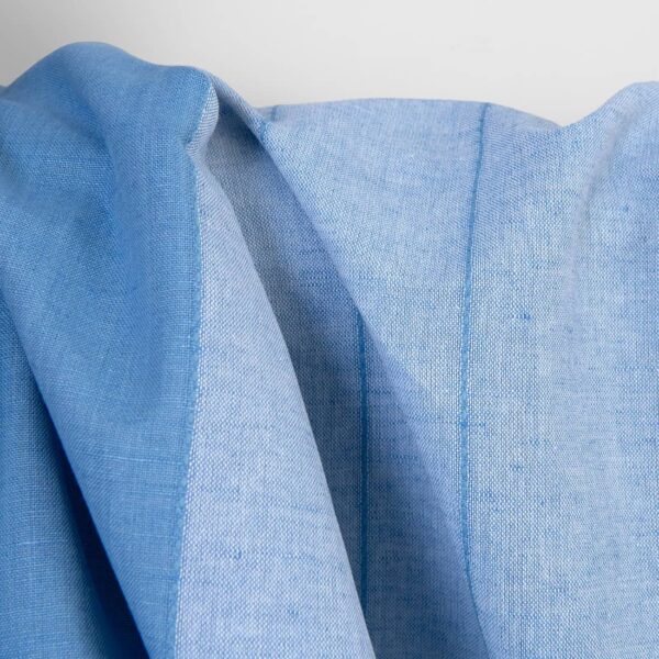Linen cotton fabric blue and white stripes, melange