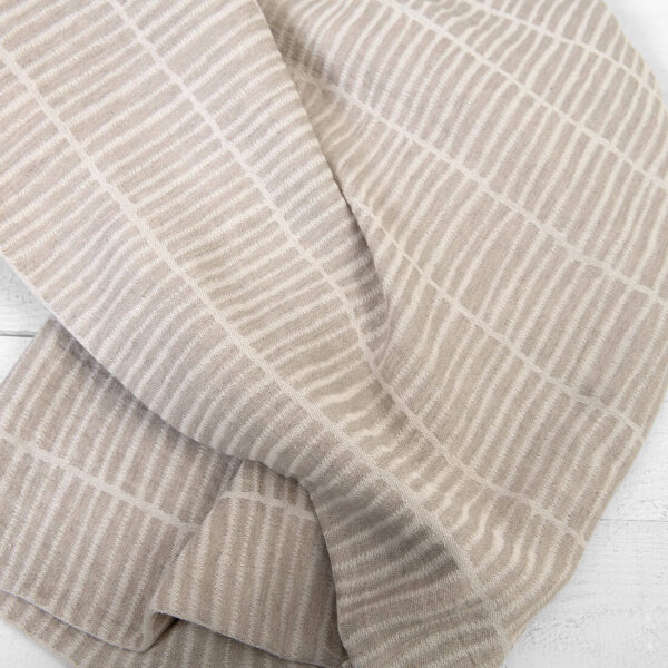 Linen cotton fabric off-white and natural jacquard, washed