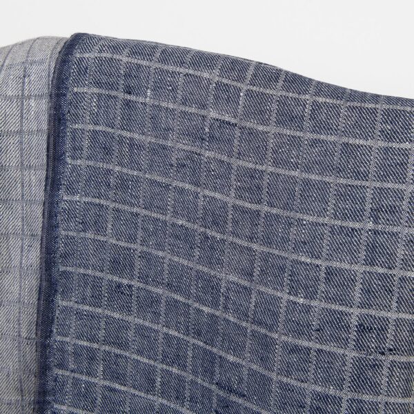 Linen fabric grey blue twill checks