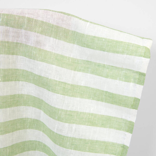 Linen fabric in green and white stripes