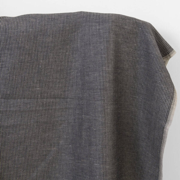 Linen cotton fabric natural and black twill stripes