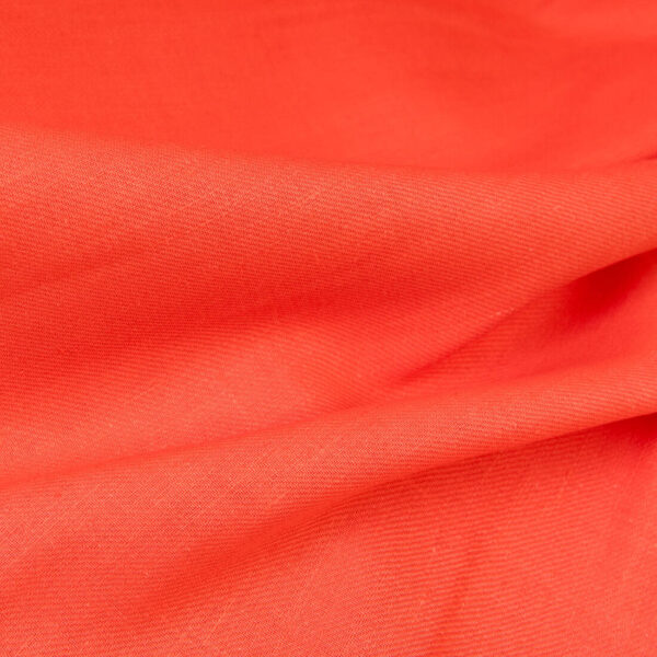 Linen cotton fabric coral twill, unwashed