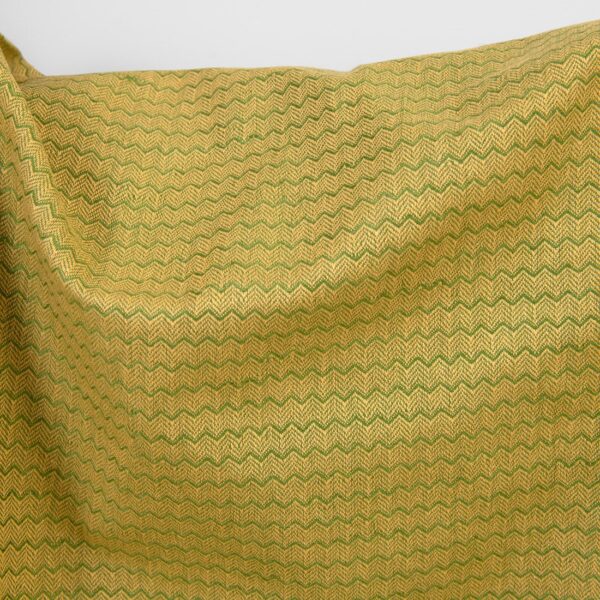 Linen cotton fabric yellow green herringbone, 130cm width