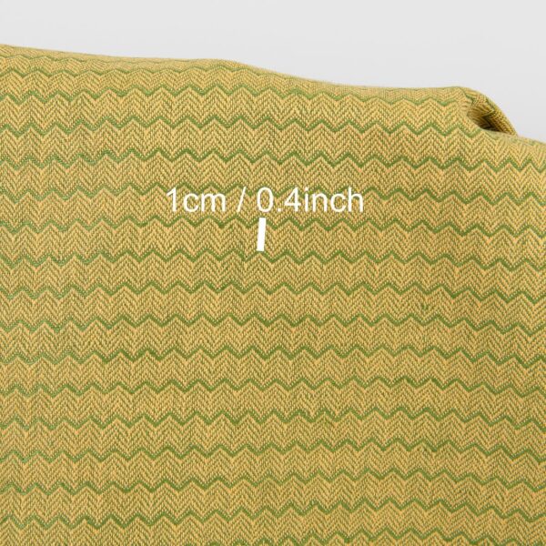 Linen cotton fabric yellow green herringbone, with measurements