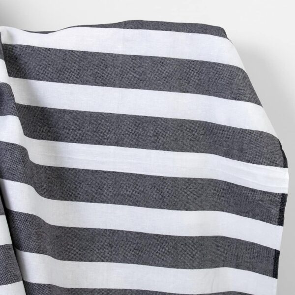 Linen cotton fabric black and white stripes