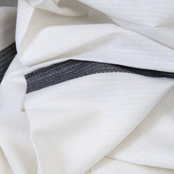 Linen cotton fabric white with black stripe herringbone