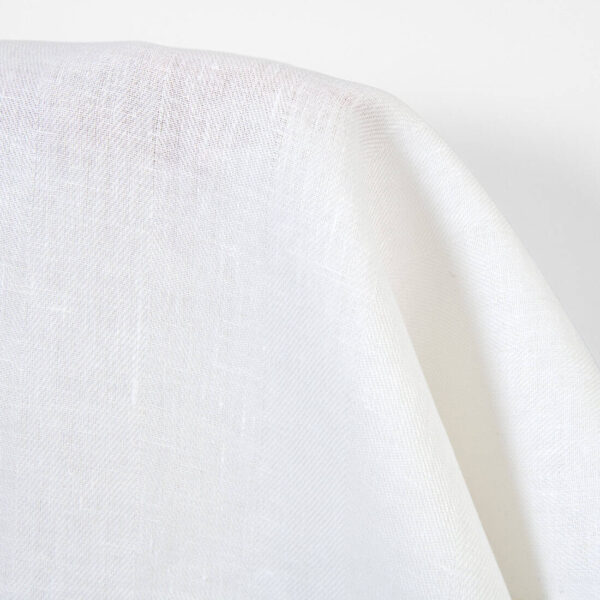 Linen fabric white herringbone, 150cm width