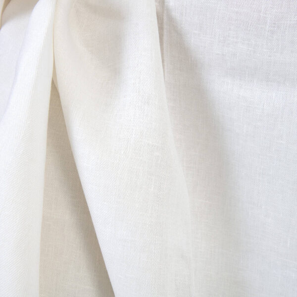 Linen fabric white herringbone, pure linen
