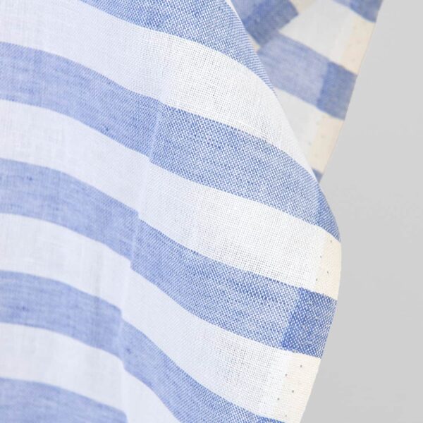Linen cotton fabric blue and white stripes, plain weave
