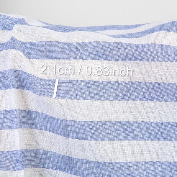 Linen cotton fabric blue and white stripes, with measurements