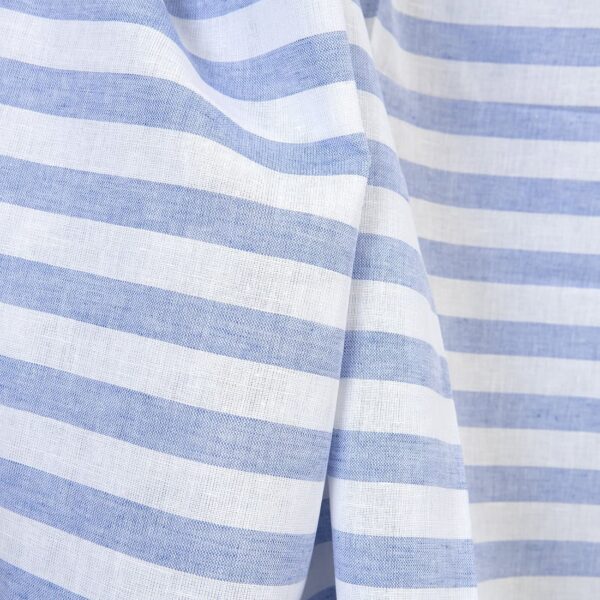 Linen cotton fabric blue and white stripes