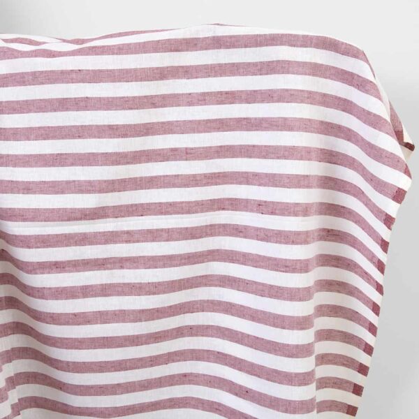 Linen cotton fabric red and white stripes