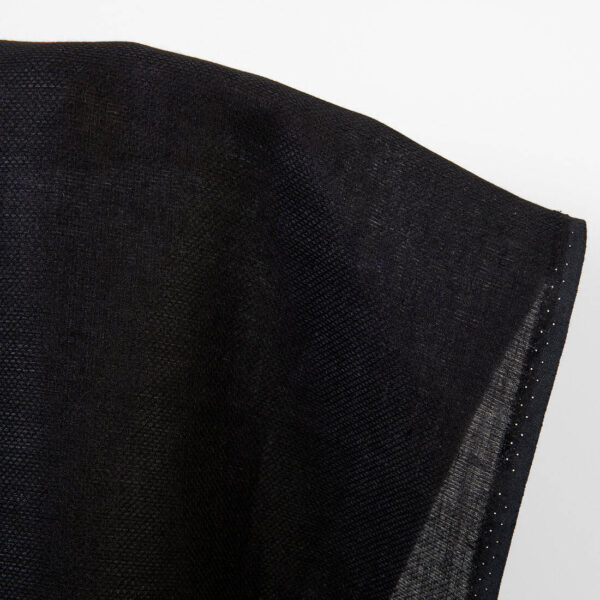 Linen fabric black small diamonds pattern unwashed
