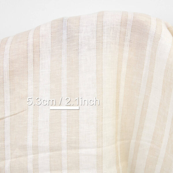Linen fabric off-white and sand colour stripes, with measurements