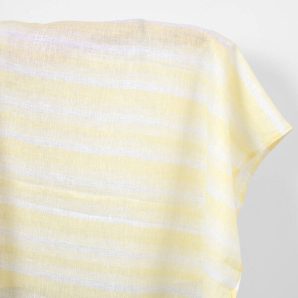 Linen fabric off-white and yellow herringbone stripes