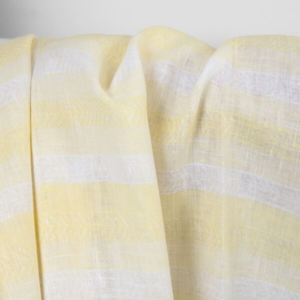 Linen fabric off-white and yellow herringbone stripes, lightweight