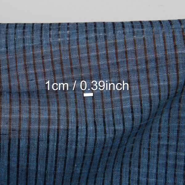 Linen fabric blue black openwork checks, with measurements