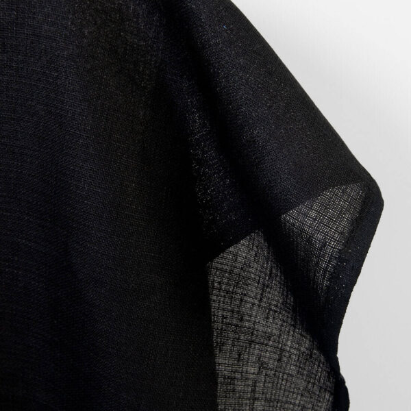 Linen fabric solid black dobby, unwashed