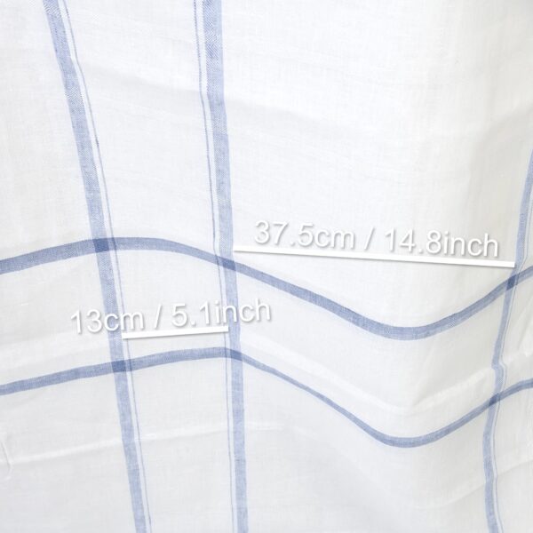 Linen fabric white with blue twill stripes, with measurements